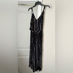 Sleeveless Striped romper in Navy, orange, White & Brown